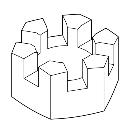 NUT, HEX, CASTLE RXV M12 X 1.2